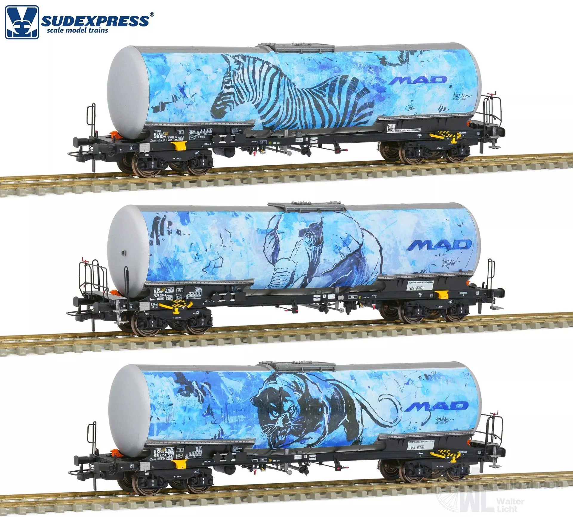 Sudexpress S783902 - 3er-Set Kesselwagen Zacns BSAS / M.A.D Ep.VI H0/GL