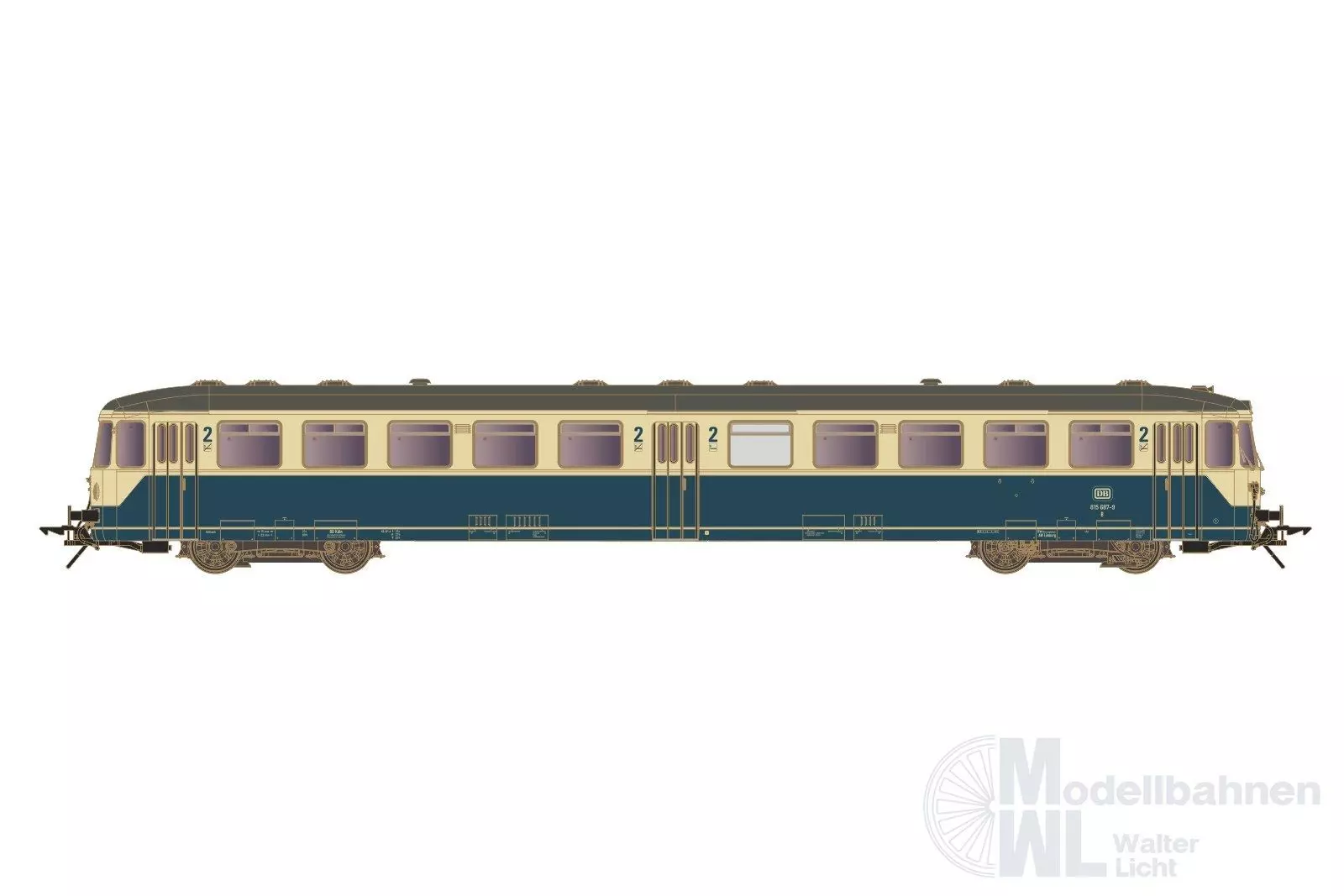Lenz 40416-03 - Beiwagen BR 815 DB Ep.IV blau-beige Spur 0