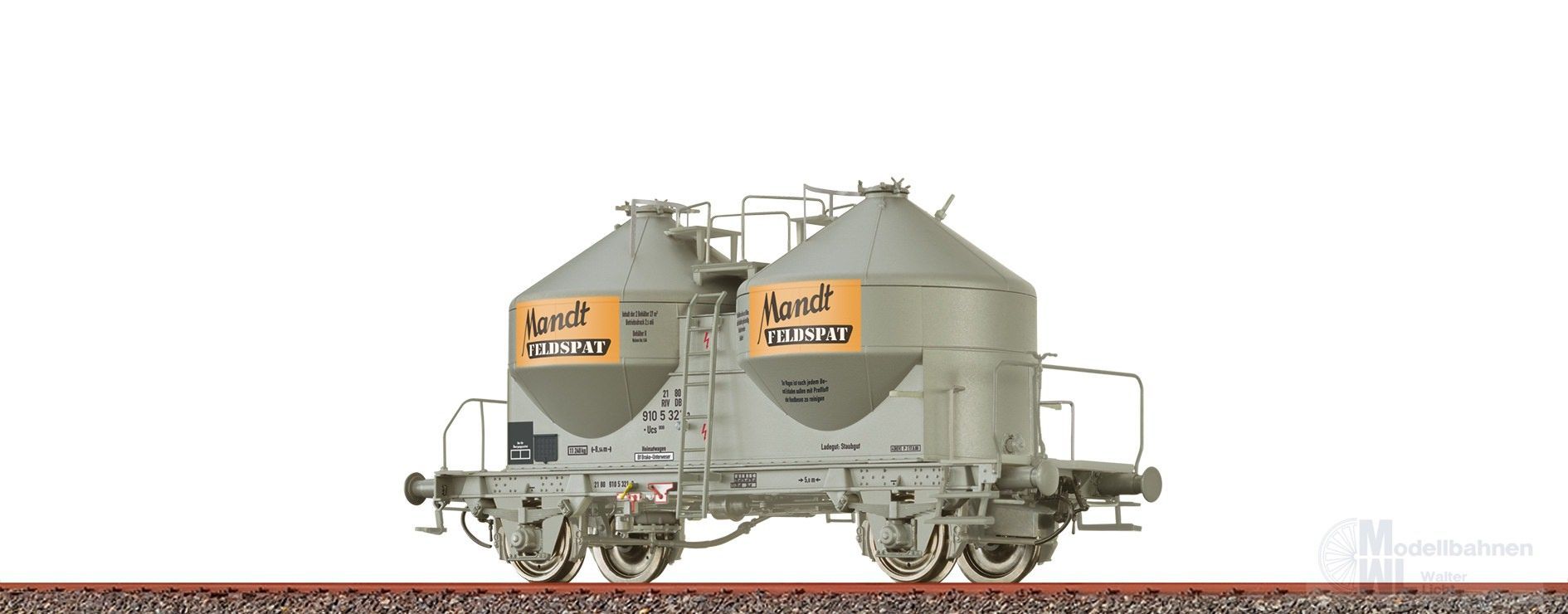 Brawa 50573 - Staubbehälterwagen DB Ep.IV Ucs909 Mandt Feldspat H0/GL