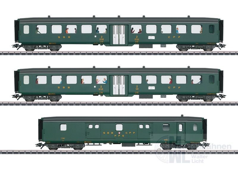 Märklin 43385 - MÄRKLIN - INSIDER Schnellzug WagenSet 2 D96 SBB Ep.III H0/WS