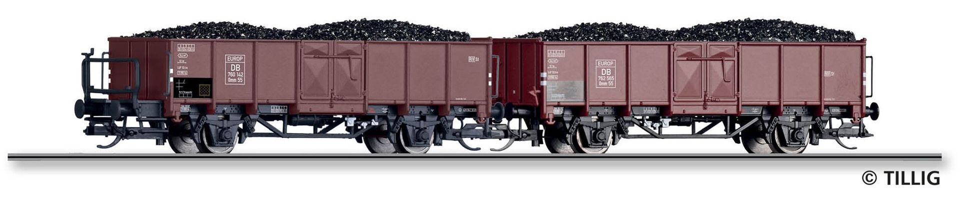 Tillig 01106 - Güterwagen Set DB Ep.III 2.tlg. TT 1:120