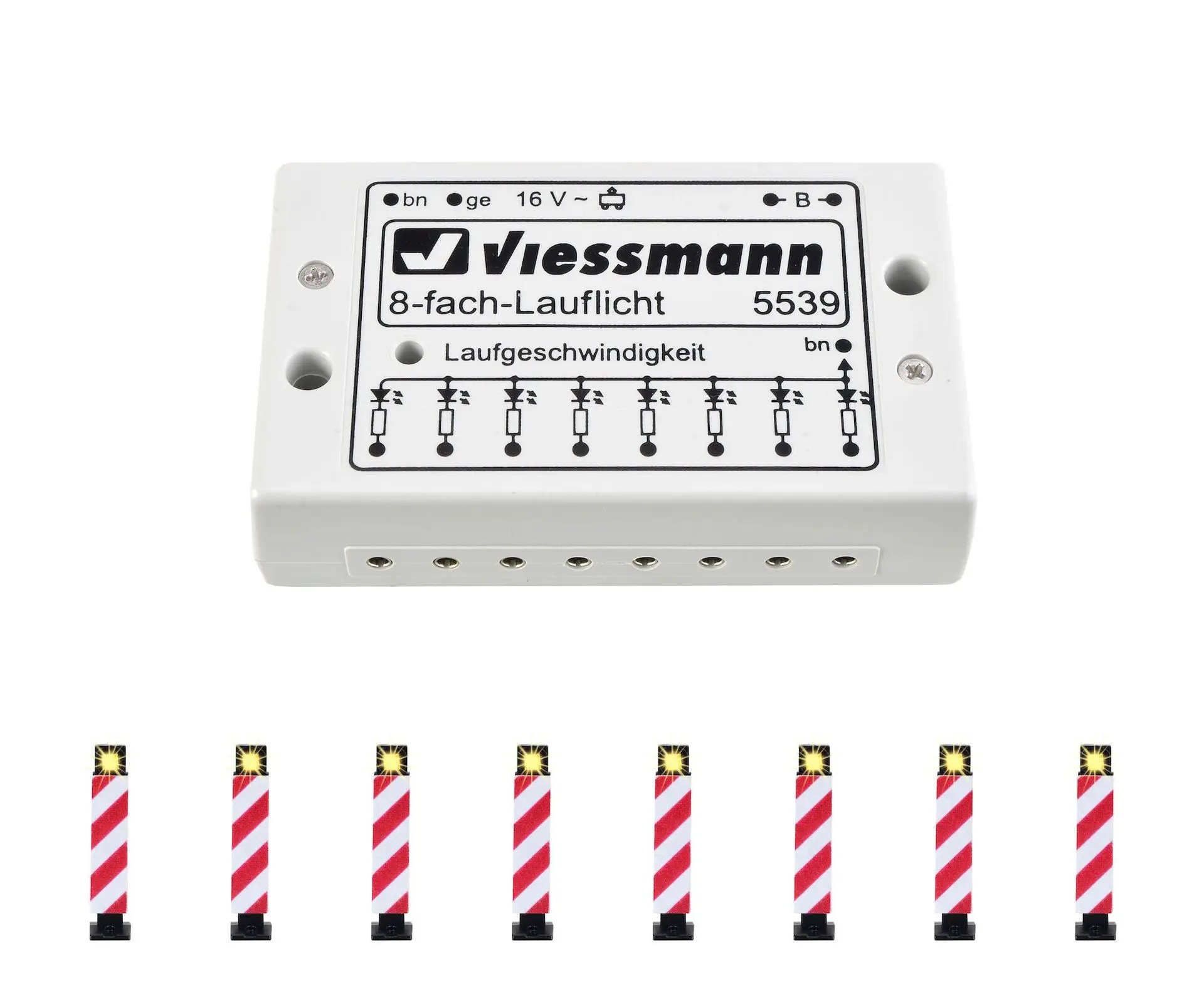 Viessmann 5040 - Warnbaken 8 Stück mit Lauflichtelektronik H0 1:87