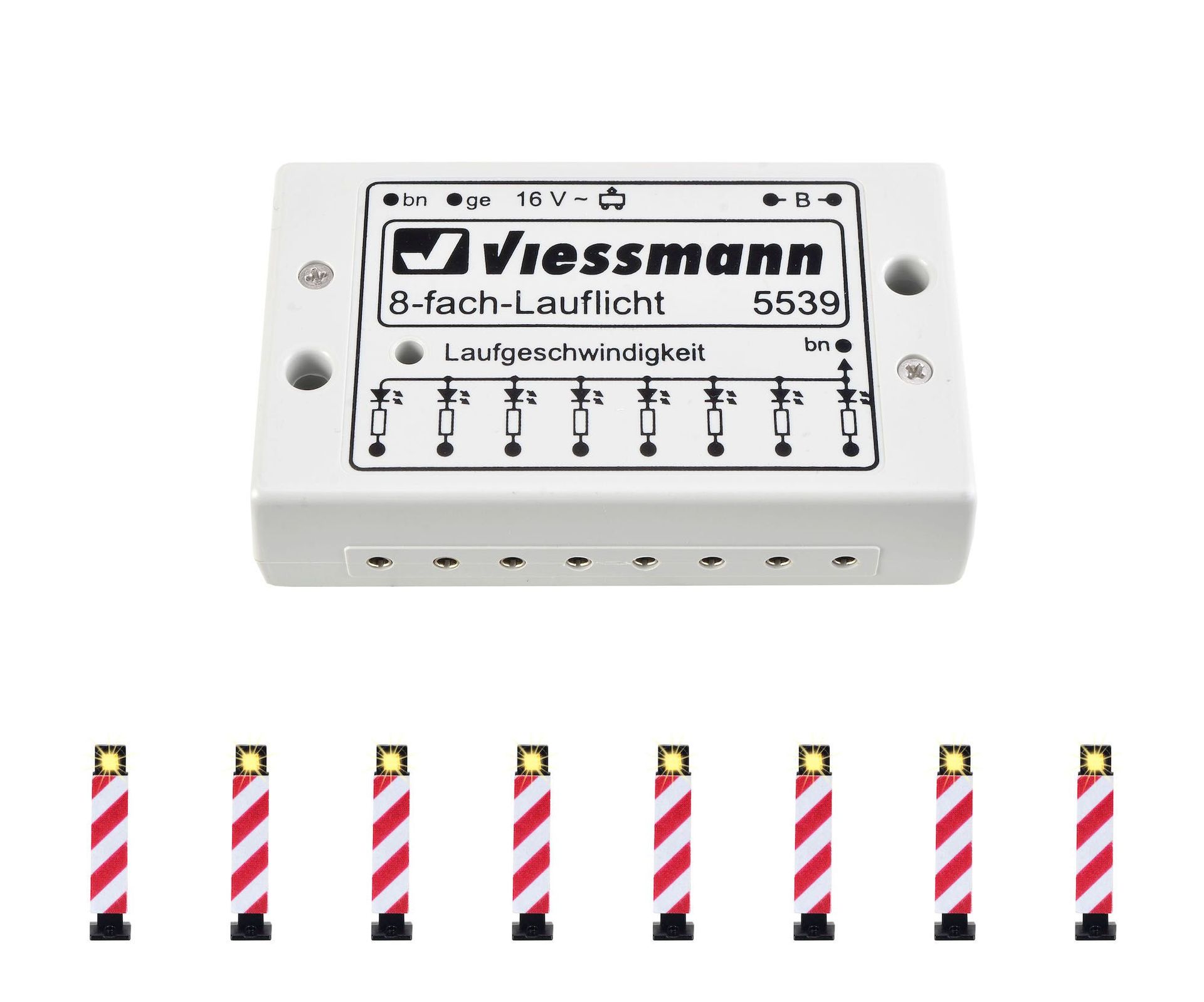 Viessmann 5040 - Warnbaken 8 Stück mit Lauflichtelektronik H0 1:87