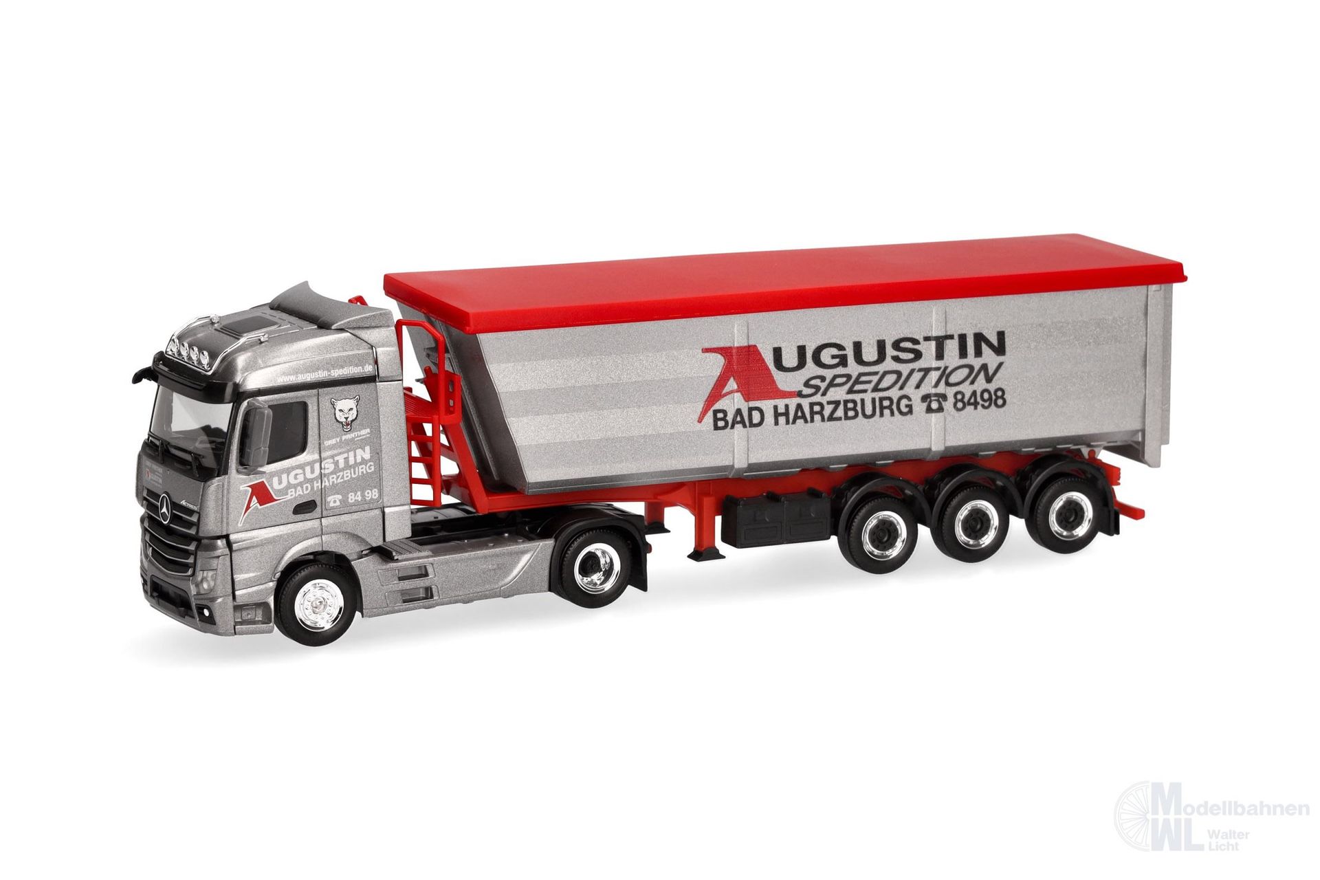 Herpa 319614 - Mercedes-Benz Actros Stahlmulden-Sattelzug Augustin Spedition H0 1:87