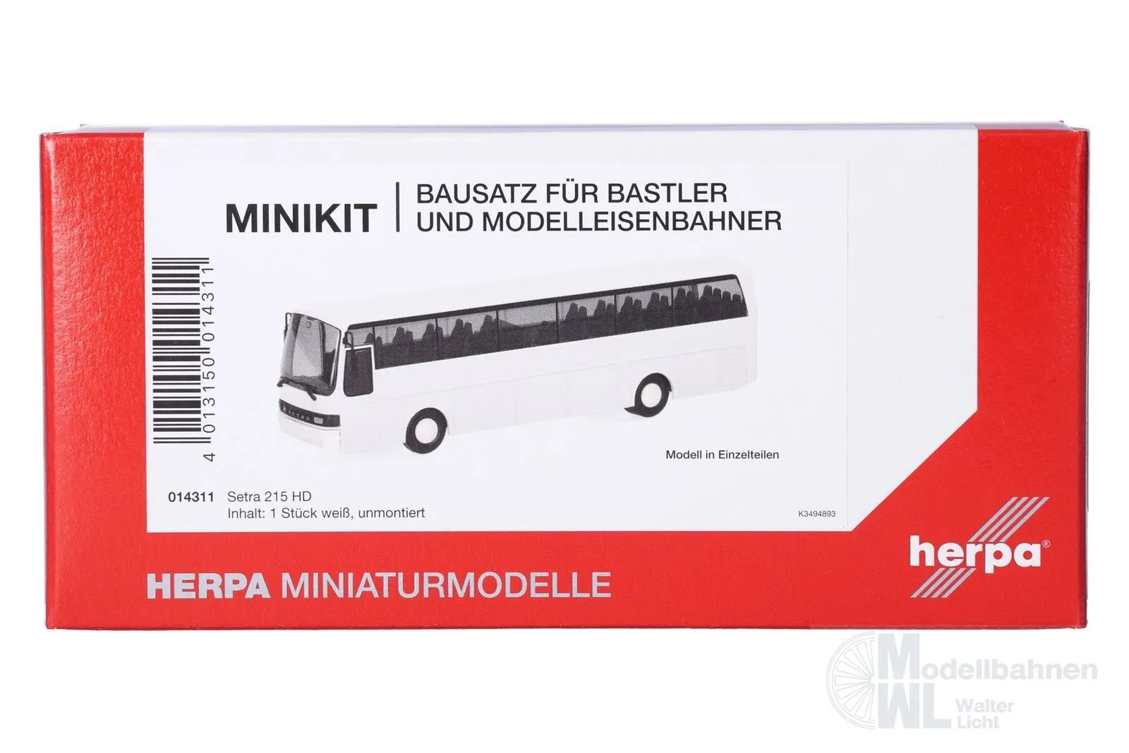 Herpa 014311 - MiKi Setra 215 HD weiß 1 Stück H0 1:87