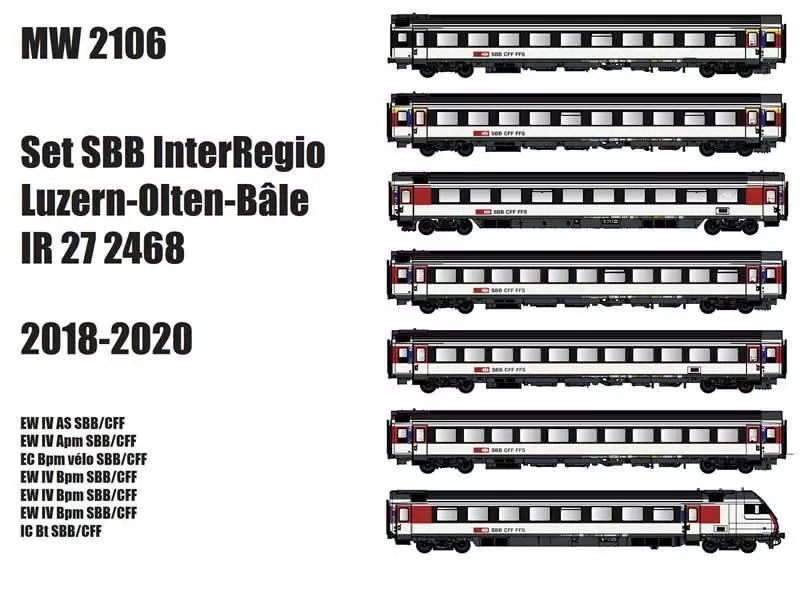 LS Models MW2106 - Personenwagen Set SBB Ep.VI IR 27 7.tlg. H0/GL