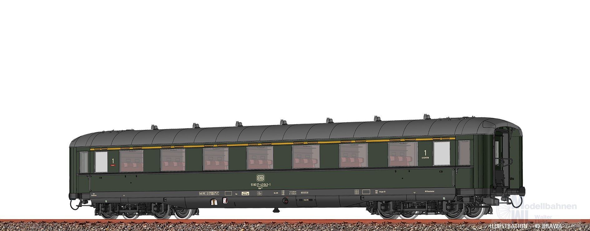 Brawa 51088 - Schürzenwagen DB Ep.IV Aüe310 51 80 17-43 043-1 H0/GL DIGITAL EXTRA