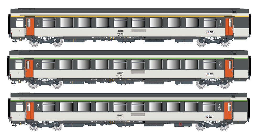 LS Models 41999 - Personenwagen Set SNCF Ep.IV Vtu A10+2x B11 3.tlg. mit IB H0/GL