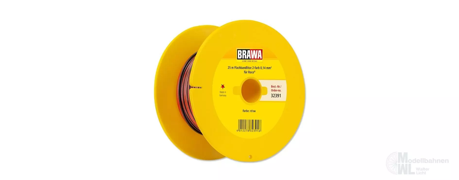 Brawa 32391 - Doppellitze rot/schwarz 0,14 mm² 25 m Spule