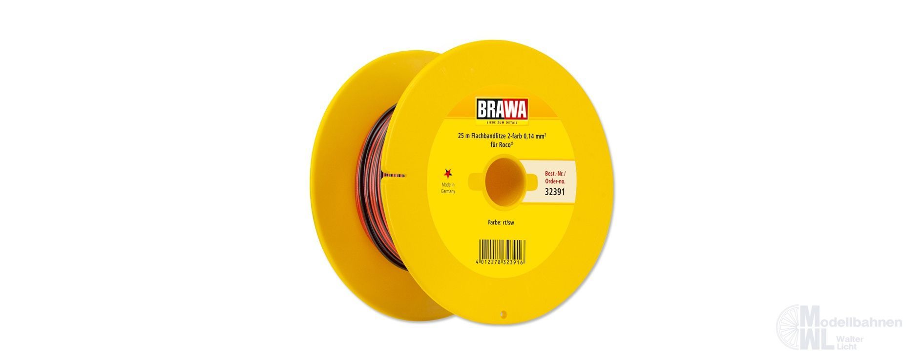 Brawa 32391 - Doppellitze rot/schwarz 0,14 mm² 25 m Spule Brawa 32391 - Doppellitze rot/schwarz 0,14 mm² 25 m Spule