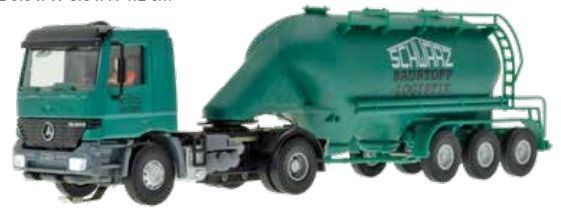 Viessmann 8122 - Mercedes-Benz ACTROS 2-achs Zugmaschine mit Siloauflieger Schwarzbau H0