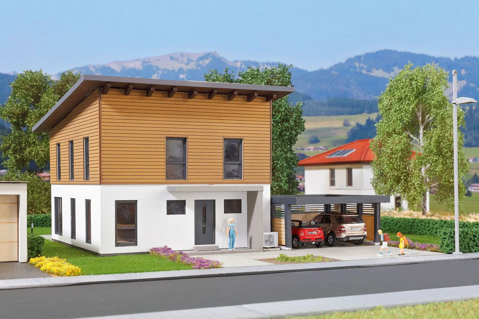 Kibri 38337 - Kubushaus Saskia mit Carport Polyplate Bausatz H0 1:87