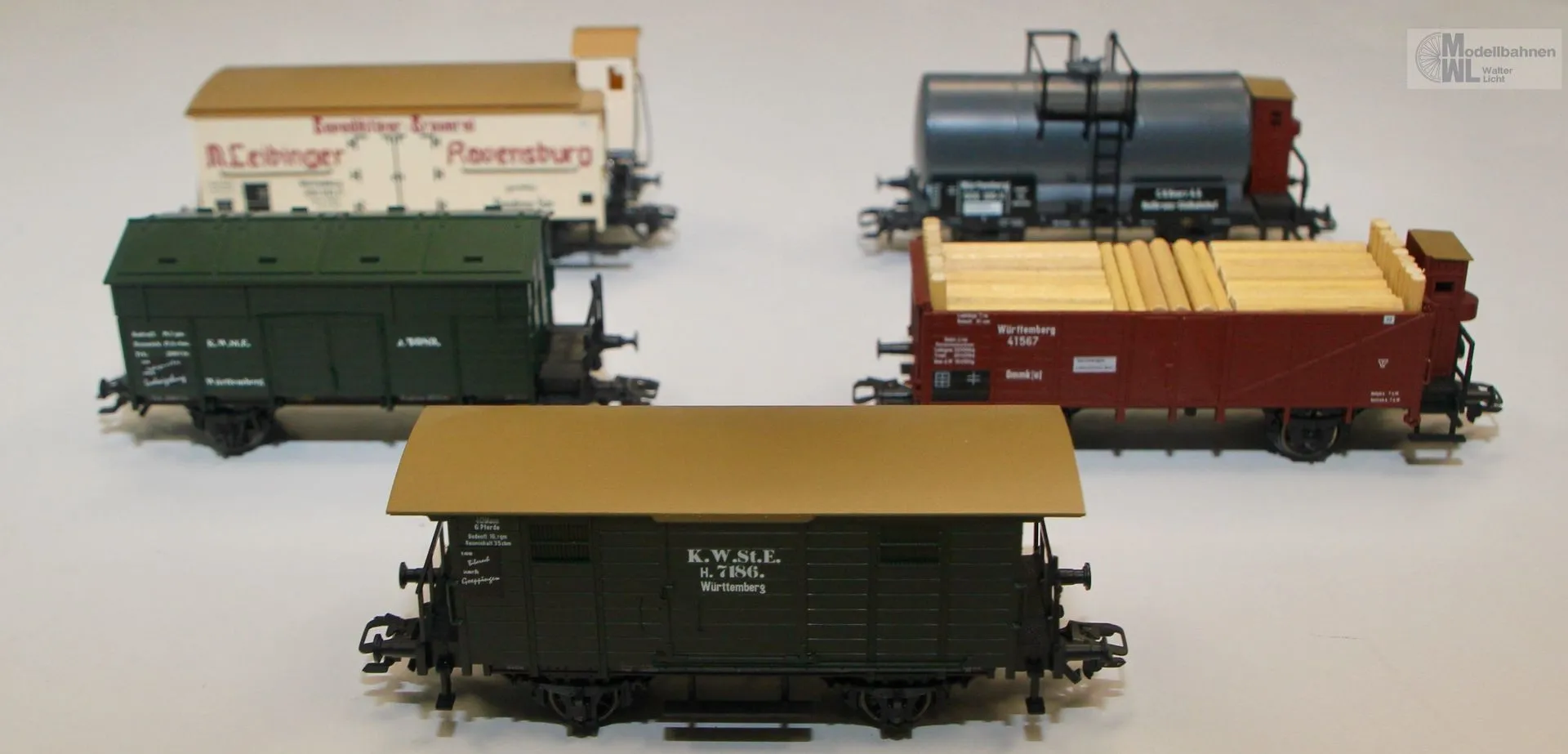 Märklin 4510 - MÄRKLIN - Güterwagen Set Württemberg Ep.I 5.tlg. H0/WS