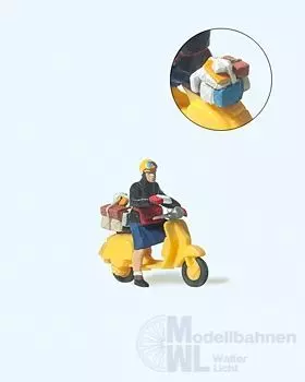 Preiser 28249 - Postbotin auf Roller H0 1:87