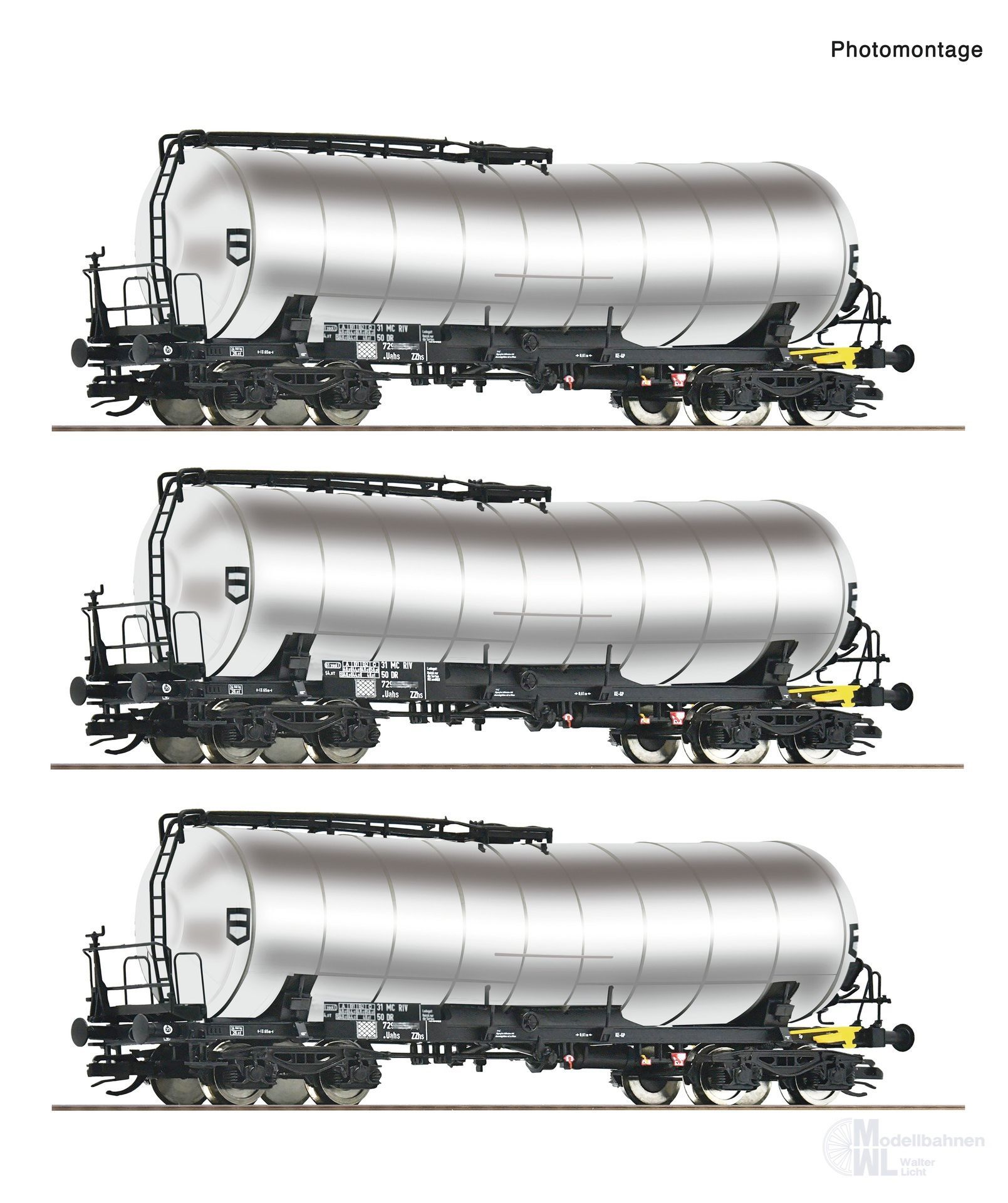 Roco 6680032 - Knickkesselwagen Set DR Ep.IV 3.tlg. Chrom TT 1:120 Roco 6680032 - Knickkesselwagen Set DR Ep.IV 3.tlg. Chrom TT 1:120