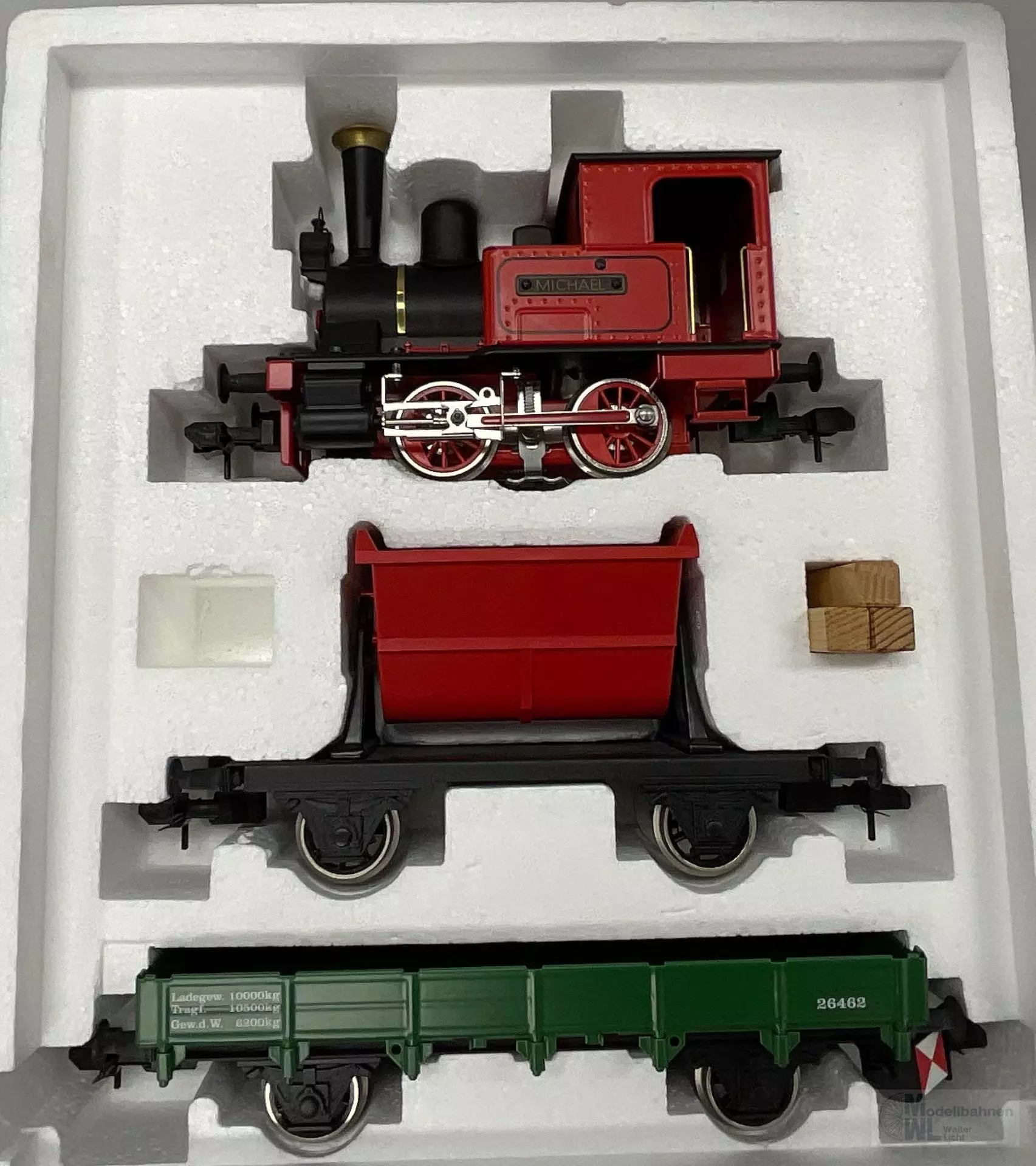 Märklin 54309 - MÄRKLIN MAXI- Dampflok und 2 Güterwagen  Spur 1