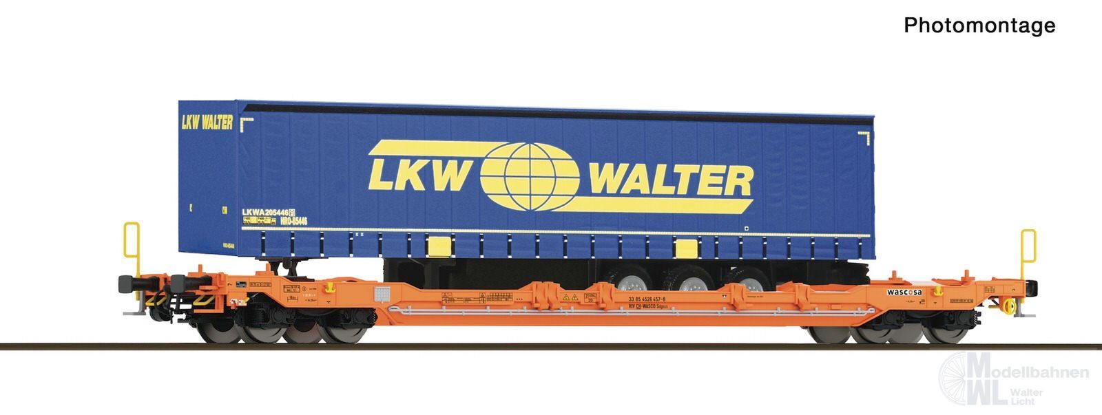 Roco 6680065 - Taschenwagen T5 Wascosa Ep.VI und Auflieger LKW Walter TT 1:120
