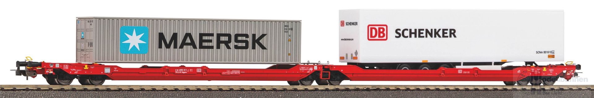 Piko 24619 - Taschenwagen DB Ep.VI T3000e beladen mit 2 Aufliegern H0/GL Piko 24619 - Taschenwagen DB Ep.VI T3000e beladen mit 2 Aufliegern H0/GL