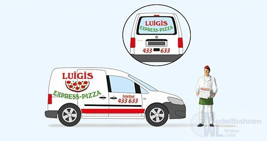 Preiser 33266 - Pizza-Lieferdienst Volkswagen Caddy Fertigmodell H0 1:87 Preiser 33266 - Pizza-Lieferdienst Volkswagen Caddy Fertigmodell H0 1:87