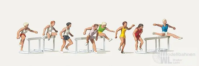 Merten Figuren 212486 - Leichtathletik: 8 Hürdenläufer mit Hürden H0 1:87