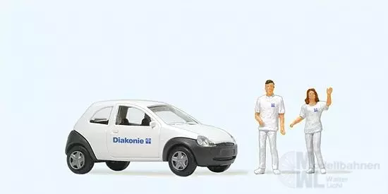 Preiser 33245 - Ambulanter Pflegedienst 2 Figuren und PKW H0 1:87