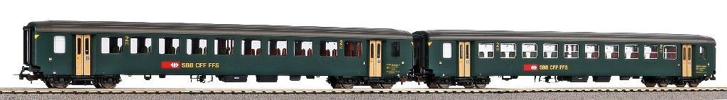 Piko 96786AC - Personenwagen Set SBB Ep.IV 2.tlg. EW I B grün H0/WS
