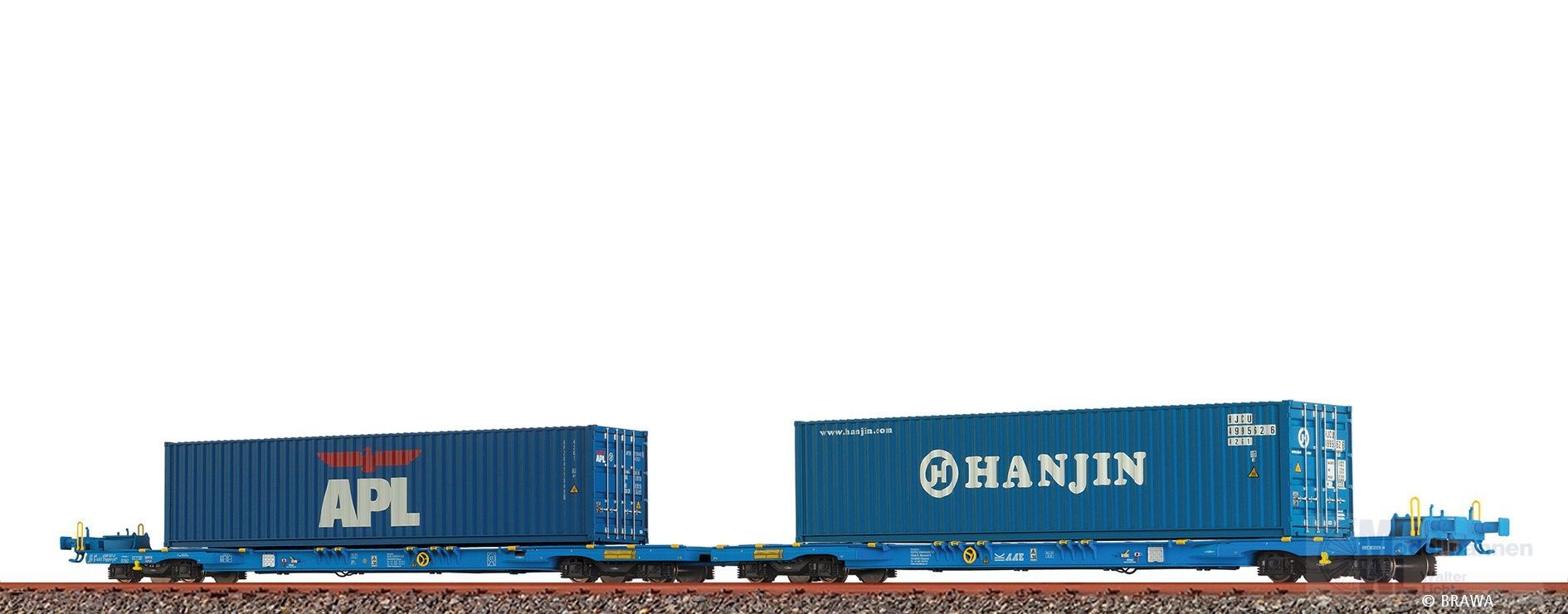 Brawa 48110 - Containertragwagen AAE Ep.VI Sffggmrrss36 APL/HANJIN H0/GL Brawa 48110 - Containertragwagen AAE Ep.VI Sffggmrrss36 APL/HANJIN H0/GL
