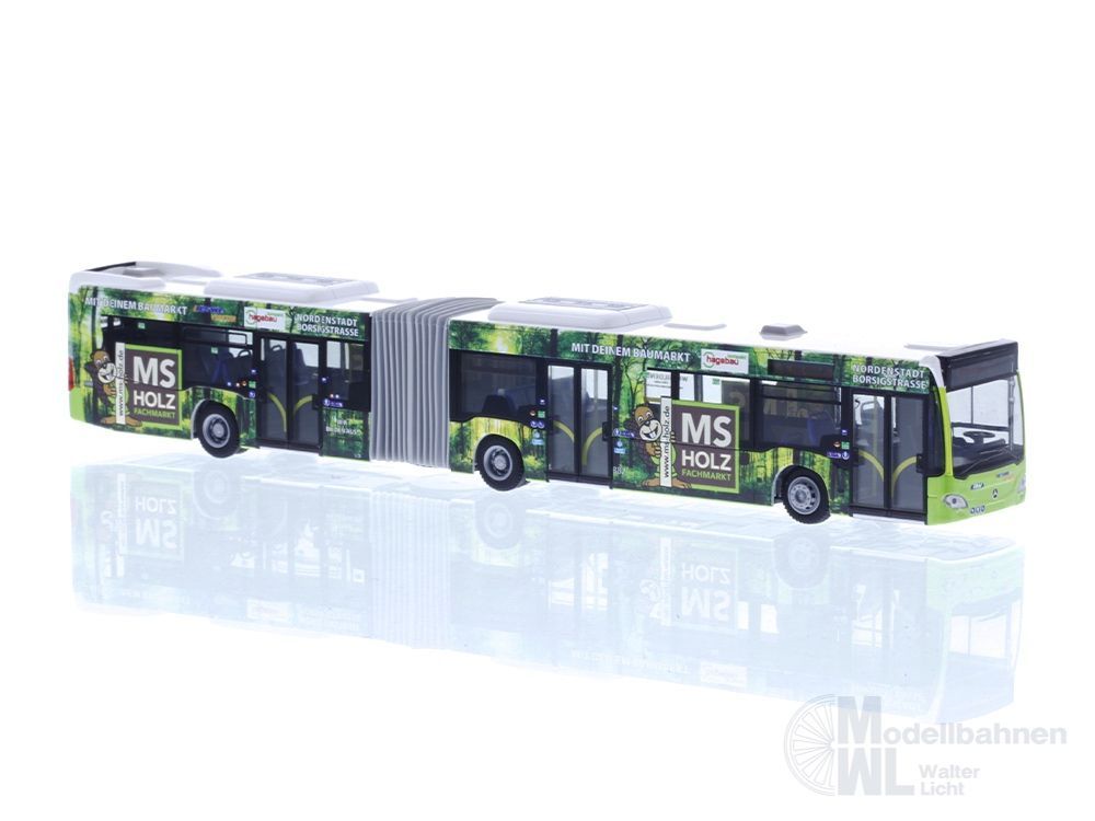 Rietze 73584 - Mercedes-Benz Citaro G '15 ESWE Wiesbaden - MS Holzfachmarkt H0 1:87 Rietze 73584 - Mercedes-Benz Citaro G '15 ESWE Wiesbaden - MS Holzfachmarkt H0 1:87