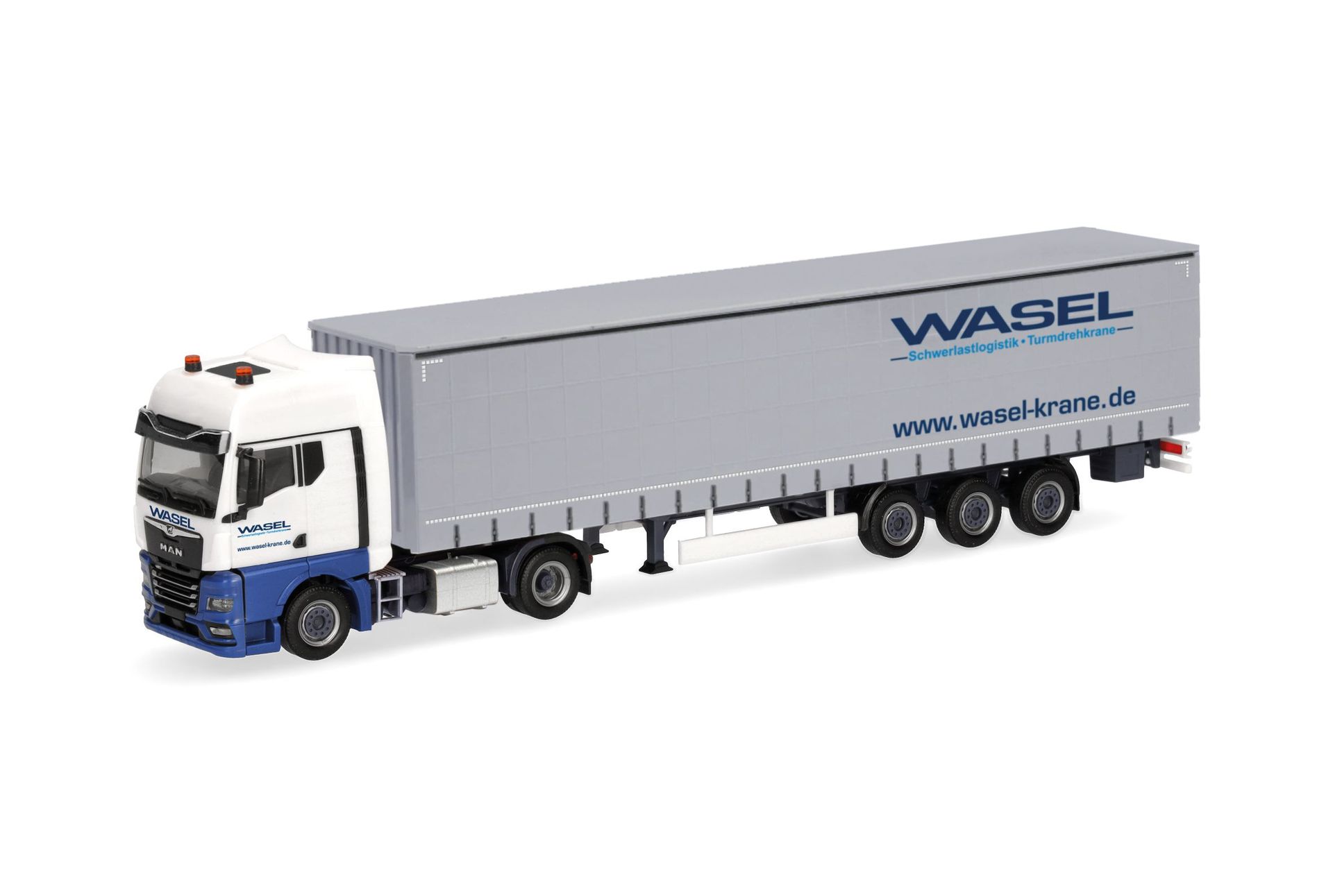 Herpa 321235 - MAN TGX GX Gardinenplanen-Sattelzug Wasel H0 1:87