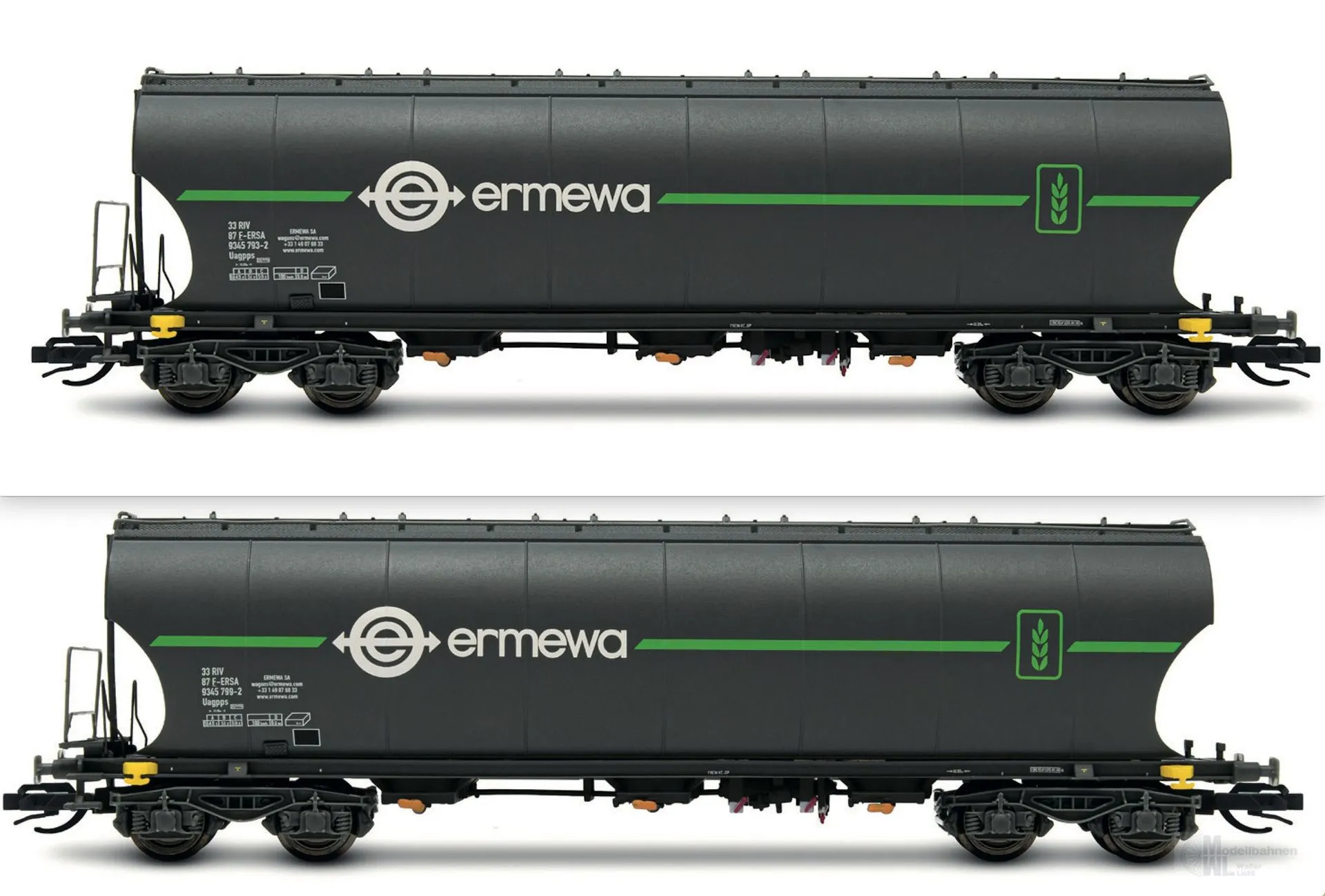 Arnold 9764 - Getreidesilowagen Set F-ERSA Ep.VI ermewa 2.tlg. TT 1:120