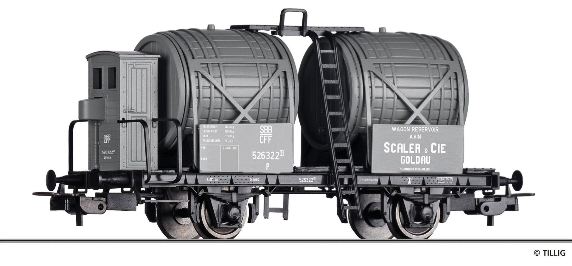 Tillig 77014 - Weinfasswagen SBB Ep.II Scaler & Cie H0/GL
