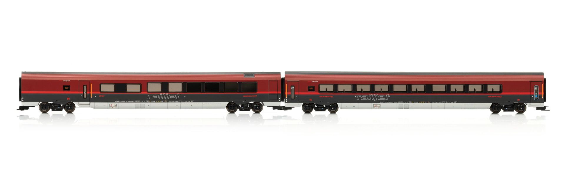 Jägerndorfer Modellbahn 70218 - Railjet ÖBB Ep.VI 2.tlg. Restaurant Wagen Economy Wagen H0/GL