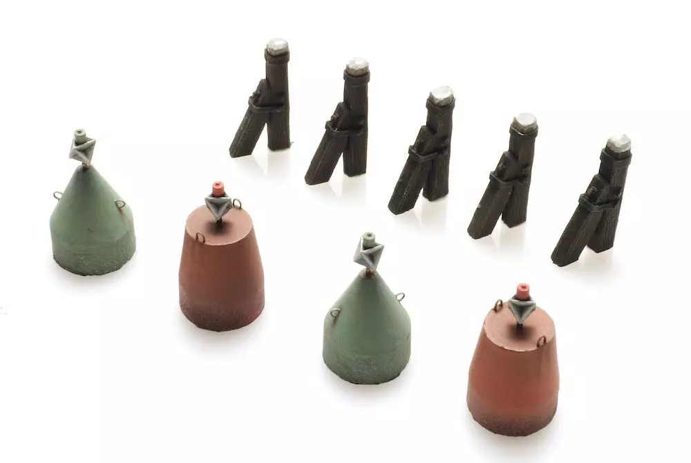 ARTITEC b.v. 10404 - Dalben und Schifffahrtszeichen Wasserlinie BAUSATZ H0 1:87