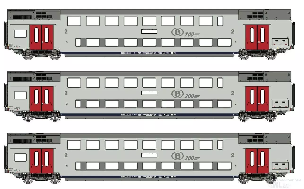 LS Models 43605AC - Doppelstockwagen Set SNCB Ep.VI M6 B+B+B H0/WS