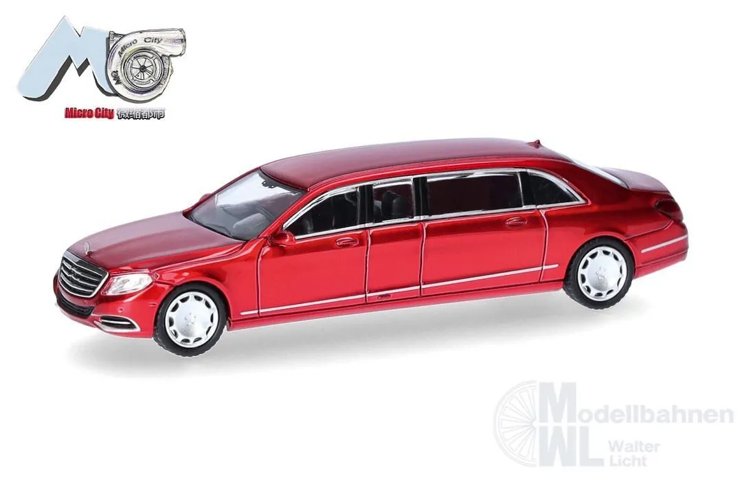 Herpa 87MC000136 - Mercedes-Benz S600 Pullmann (W221), weinrot (wine red) H0 1:87