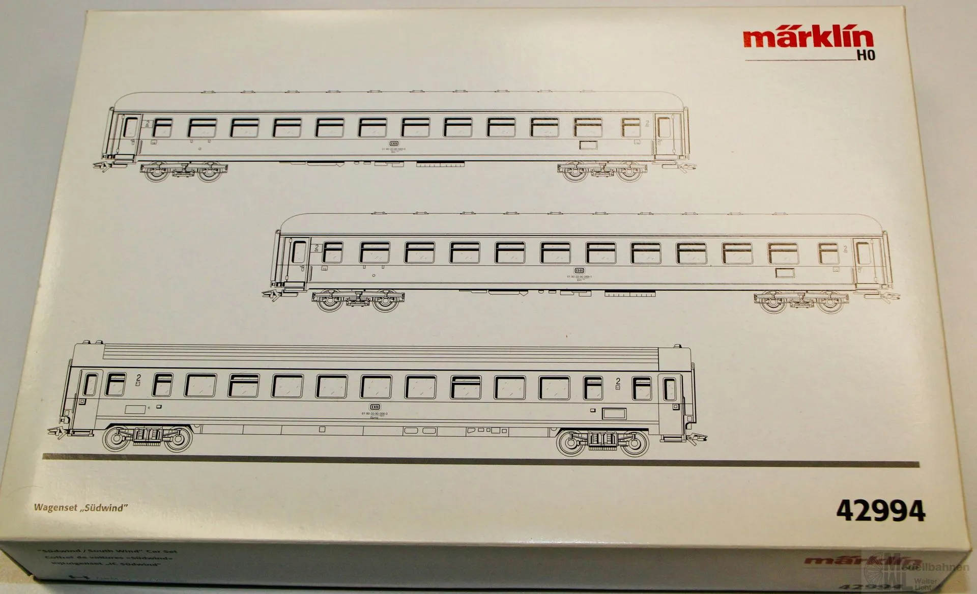 Märklin 42994 - MÄRKLIN - Personenwagen Set DB Ep.IV Südwind 3.tlg. H0/WS