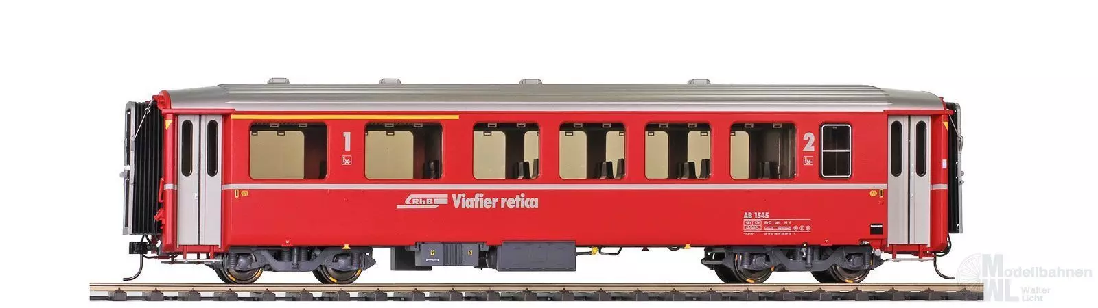Bemo 9556145 - Einheitswagen EW I RhB Ep.IV/V AB 1545 refit rot mit Logo 0m