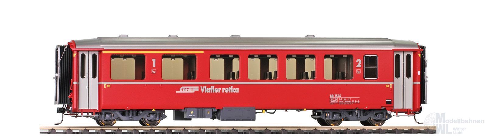 Bemo 9556145 - Einheitswagen EW I RhB Ep.IV/V AB 1545 refit rot mit Logo 0m