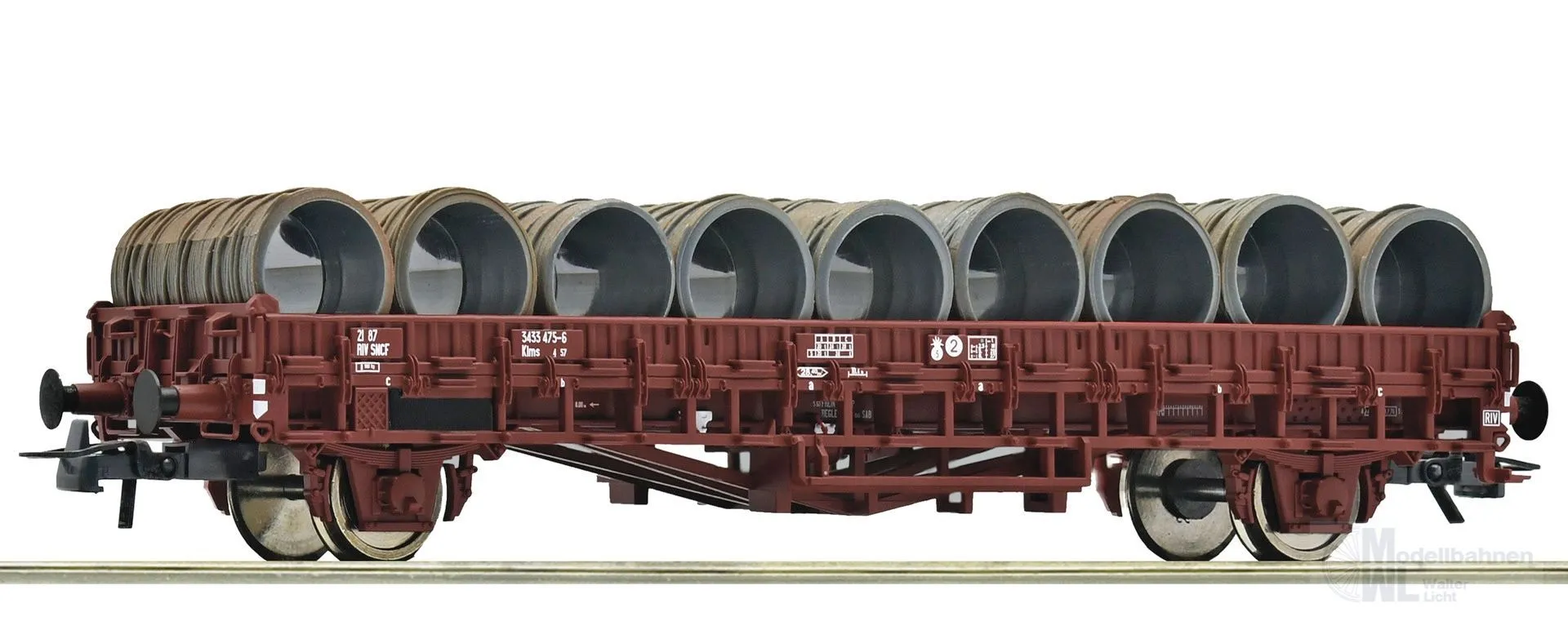 Roco 6600300 - Flachwagen SNCF Ep.IV bel. Mit Drahtrollen H0/GL