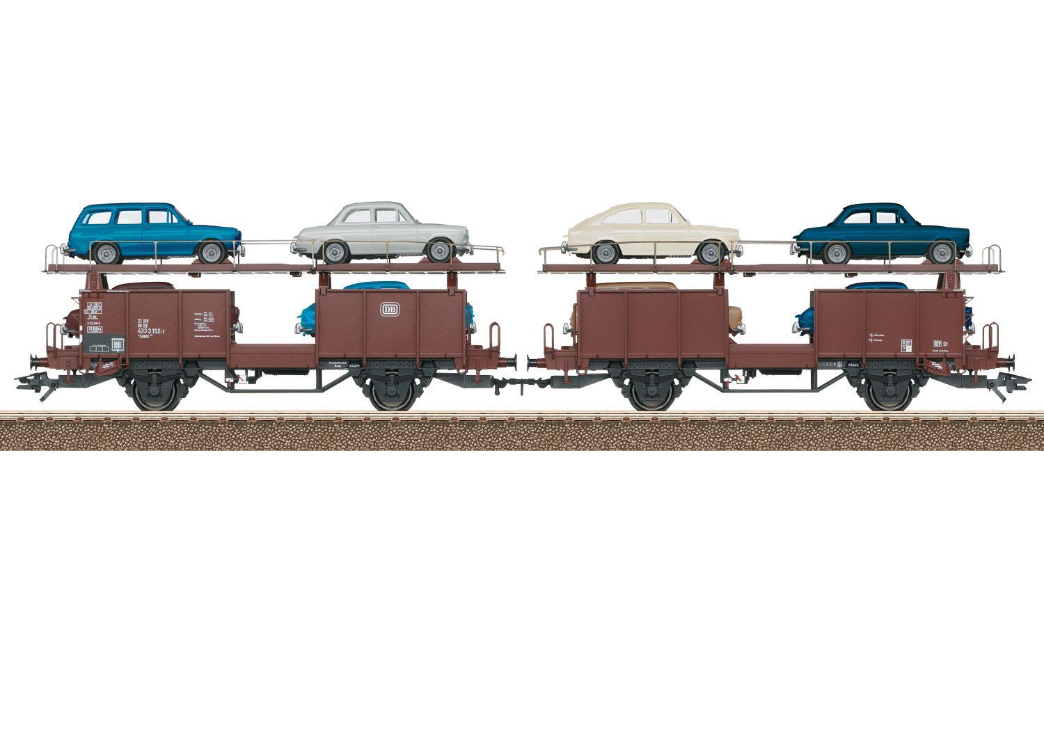 Trix 24332 - Autotransportwagen Set DB Ep.IV beladen mit VW 1500 / 1600 H0/GL Trix 24332 - Autotransportwagen Set DB Ep.IV beladen mit VW 1500 / 1600 H0/GL