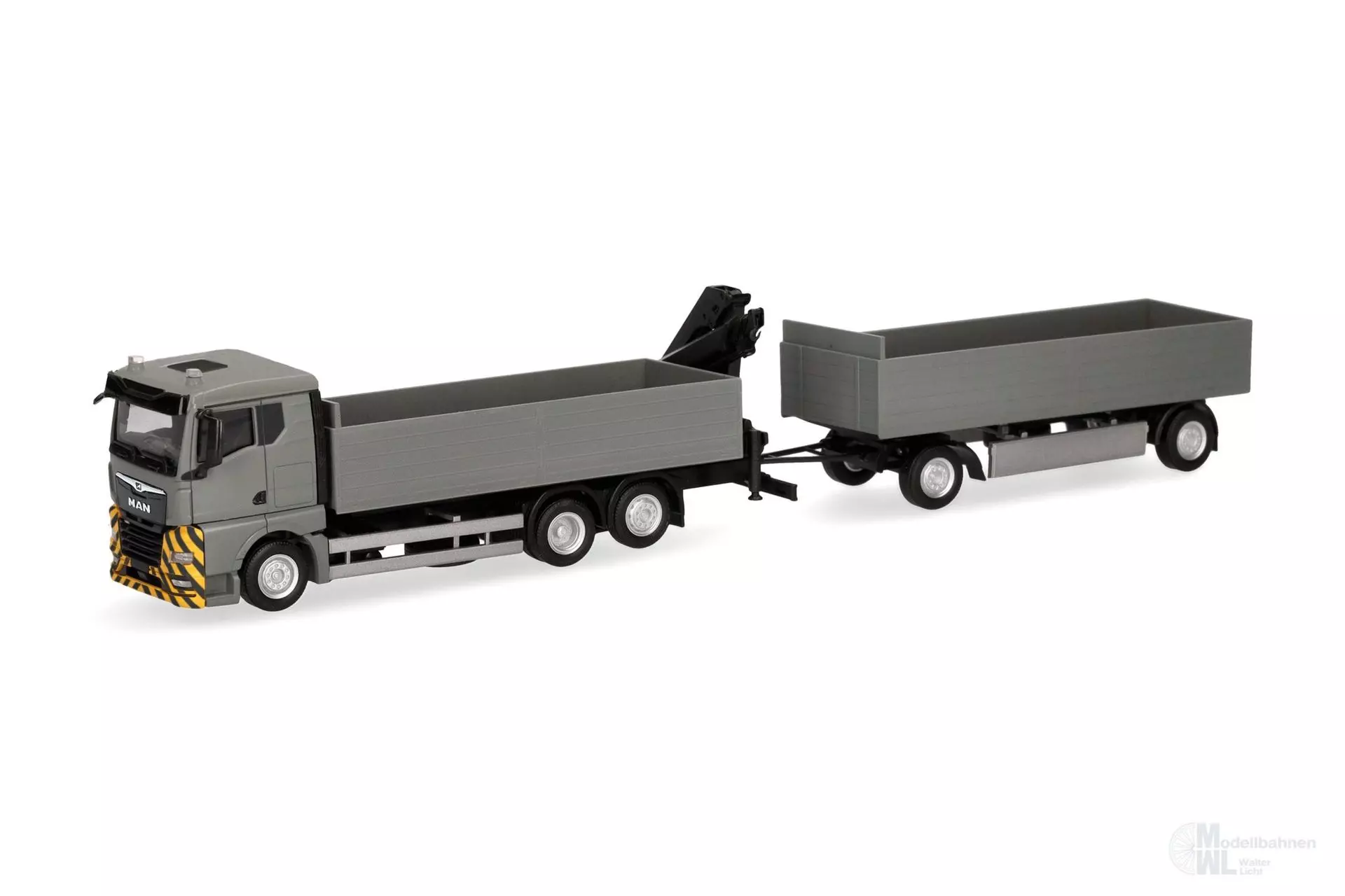 Herpa 320825 - MAN TGX GN Pritschen-Hängerzug mit Kran H0 1:87