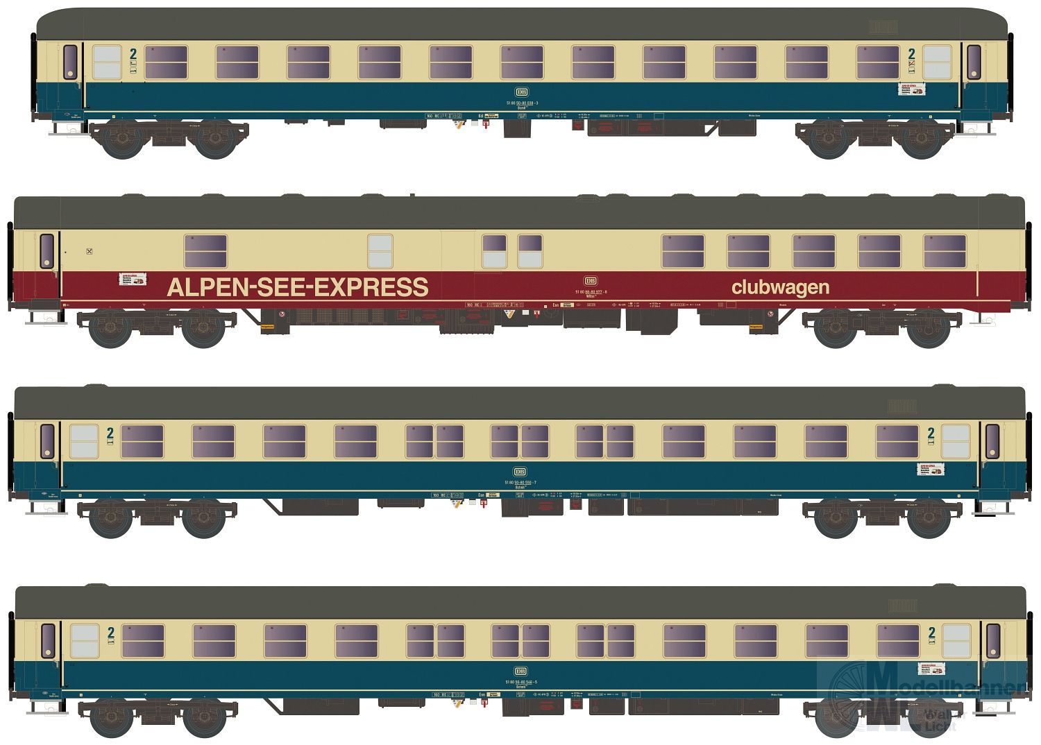 LS Models 96033AC - Personenwagen Set DB Ep.IV Alpenseeexpress 4.tlg. H0/WS