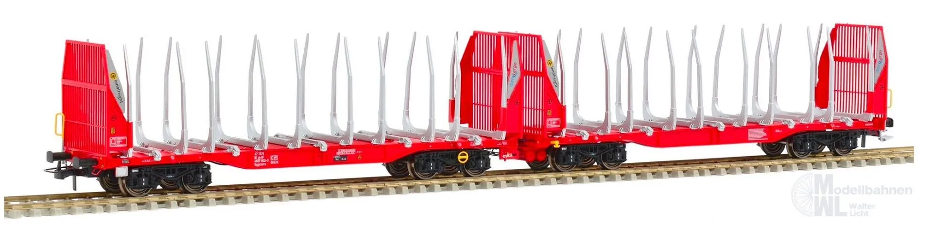 Sudexpress S657002 - Rungenwagen Einheit Innofreight (PT) Ep.VI Smart GigaWood rot H0/GL