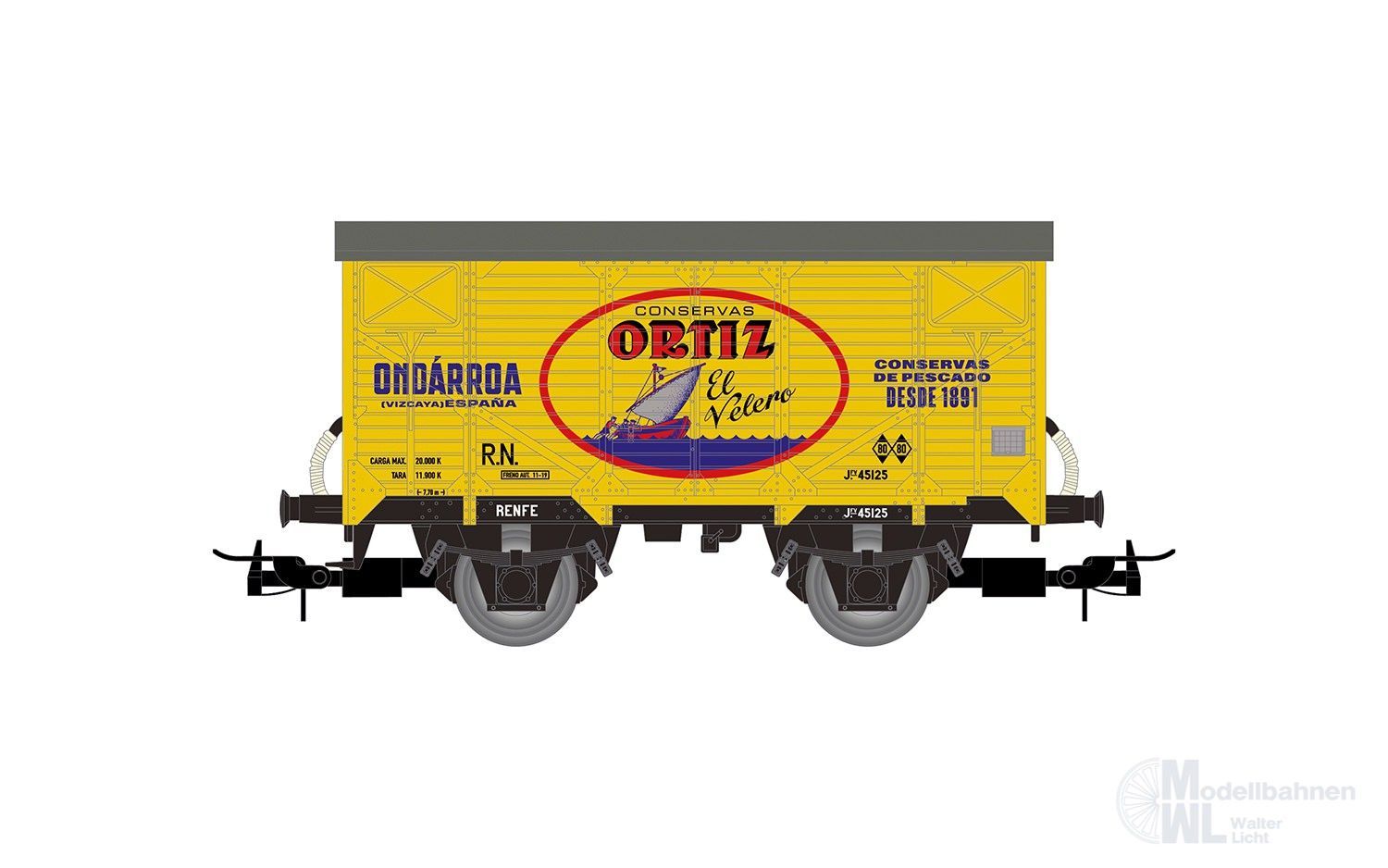 Electrotren 6092 - Güterwagen ged. R.N. Ep.III Conservas Oritz H0/GL