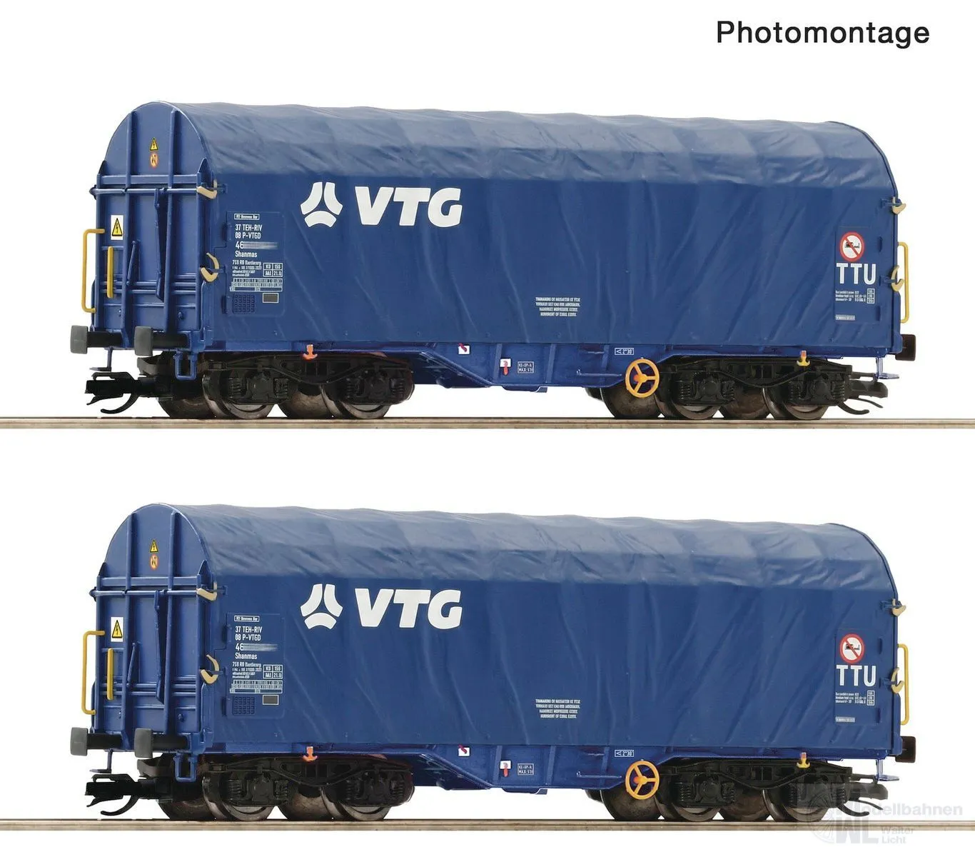 Roco 6680060 - Schiebeplanenwagen Set VTG Ep.VI 2.tlg. TT 1:120