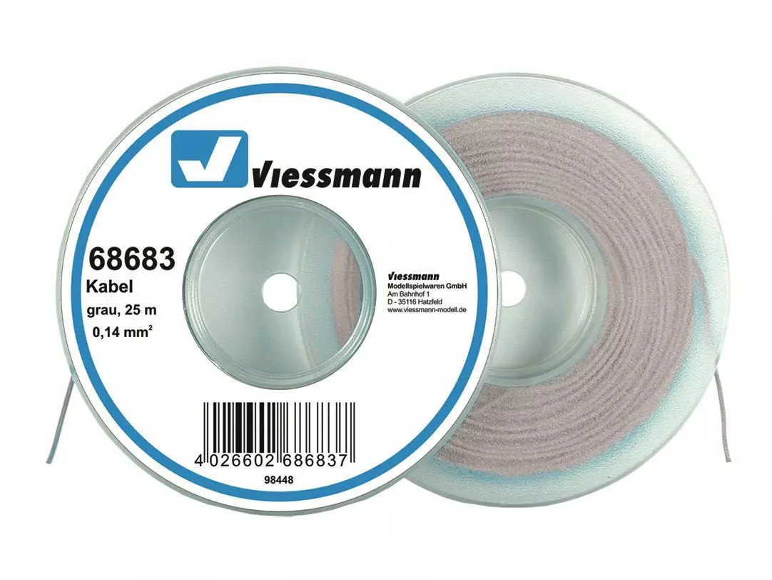 Viessmann 68683 - Kabel auf Abrollspule 0,14mm grau 25 Meter