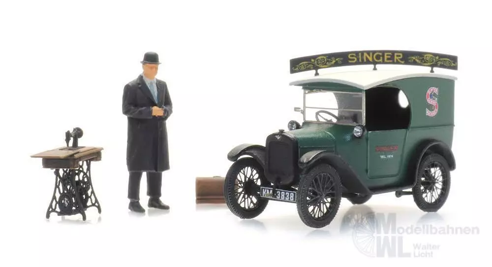 ARTITEC b.v. 387531 - Austin 7 Kastenwagen Singer + Verkäufer H0 1:87