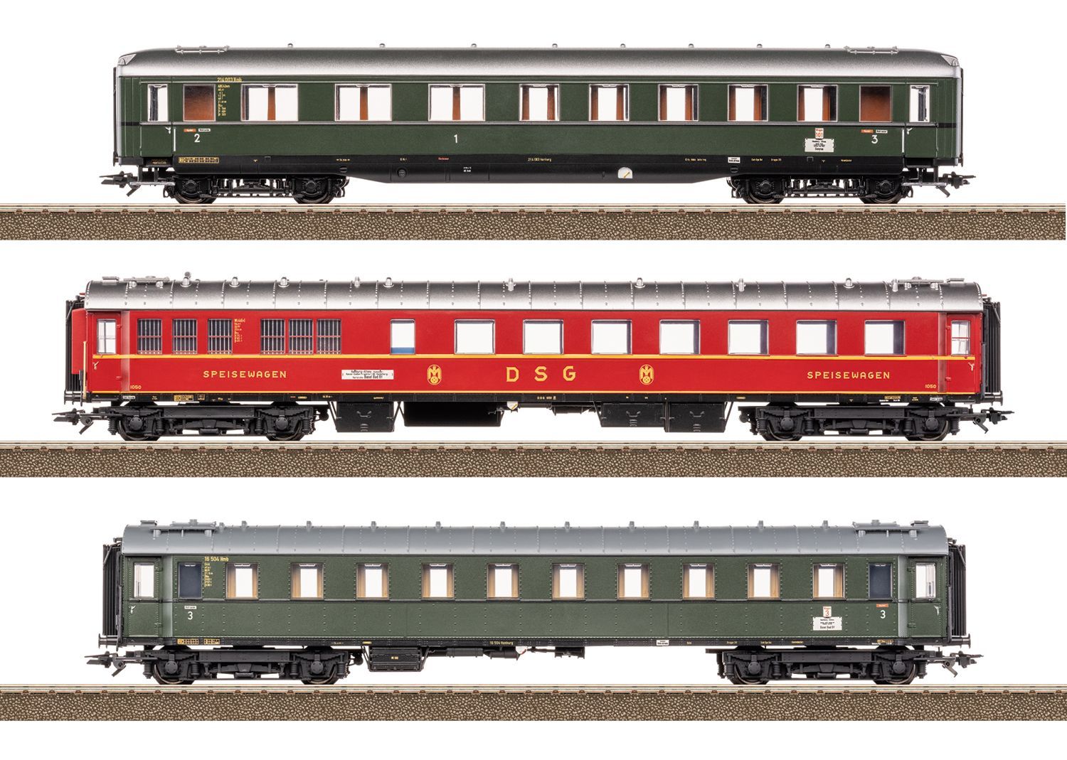 Trix 23623 - Schnellzugwagen Set DB Ep.III 3.tlg. H0/GL