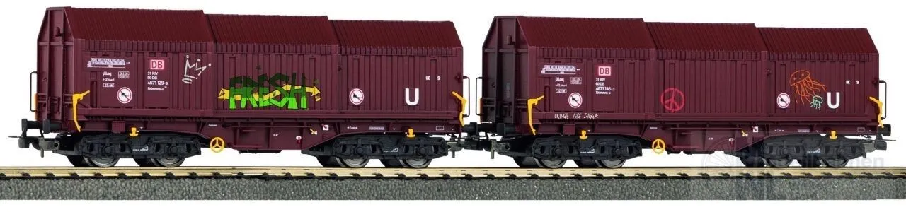 Piko 72246 - Teleskophaubenwagen Set DB Ep.V mit Graffiti H0/GL