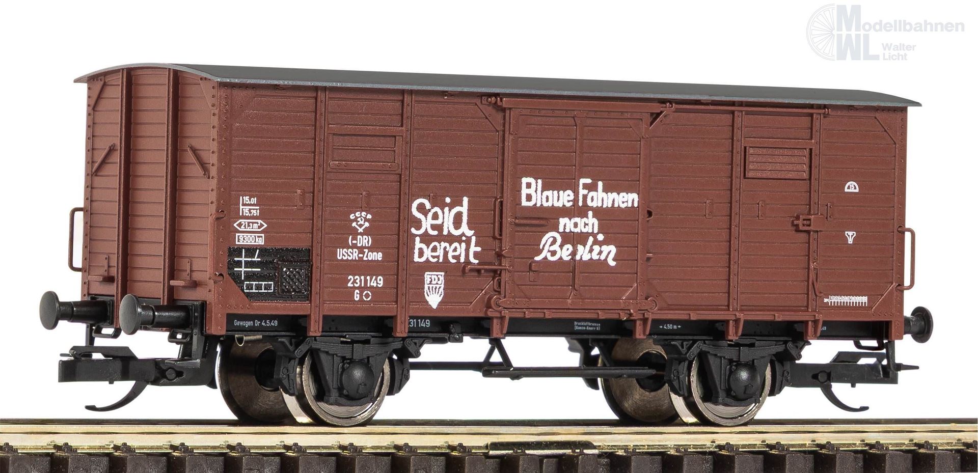 Piko 47855 - Güterwagen ged. DR Ep.III G02 FDJ TT 1:120